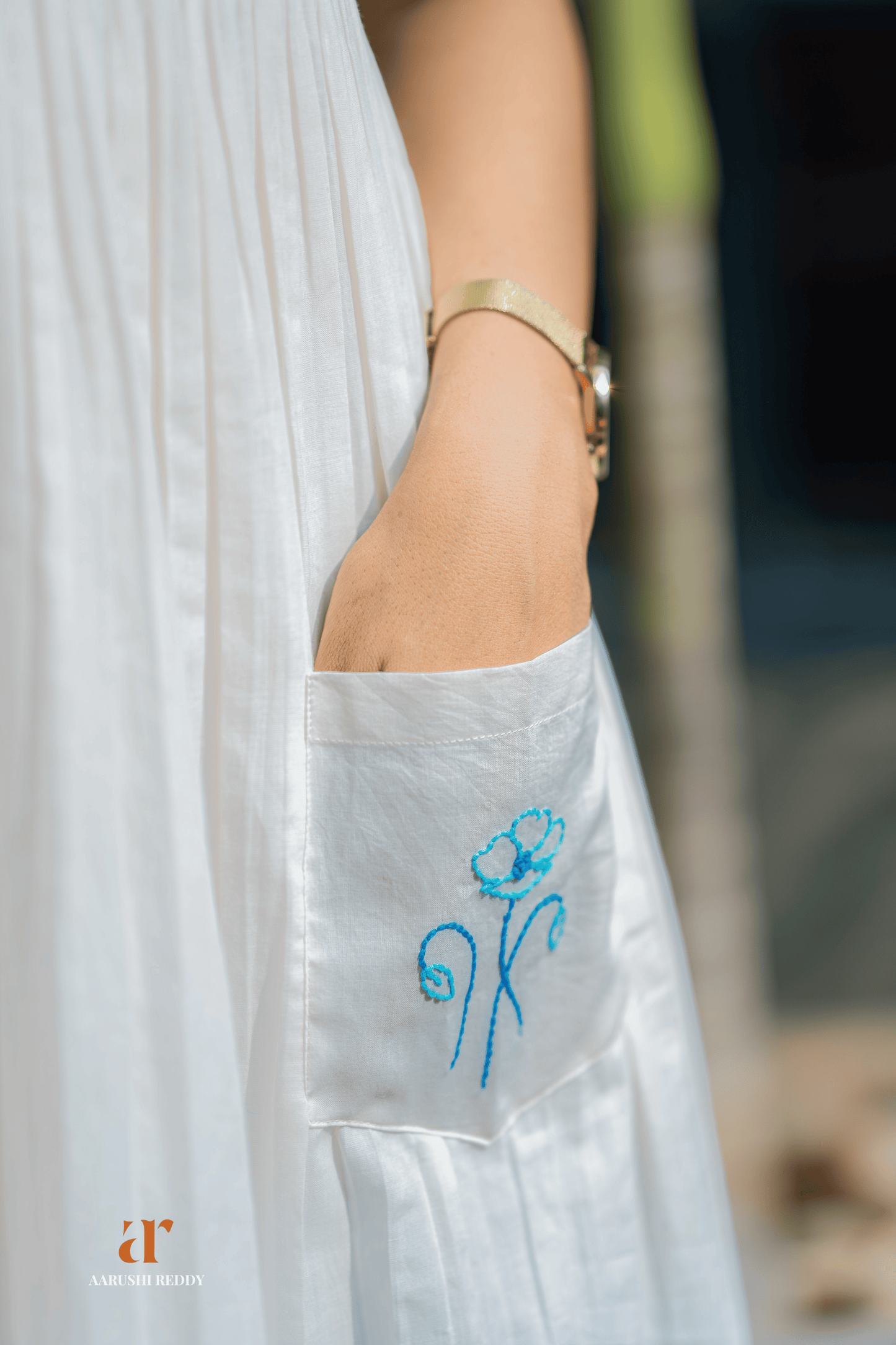 Dhaaga - Blue and White Dress