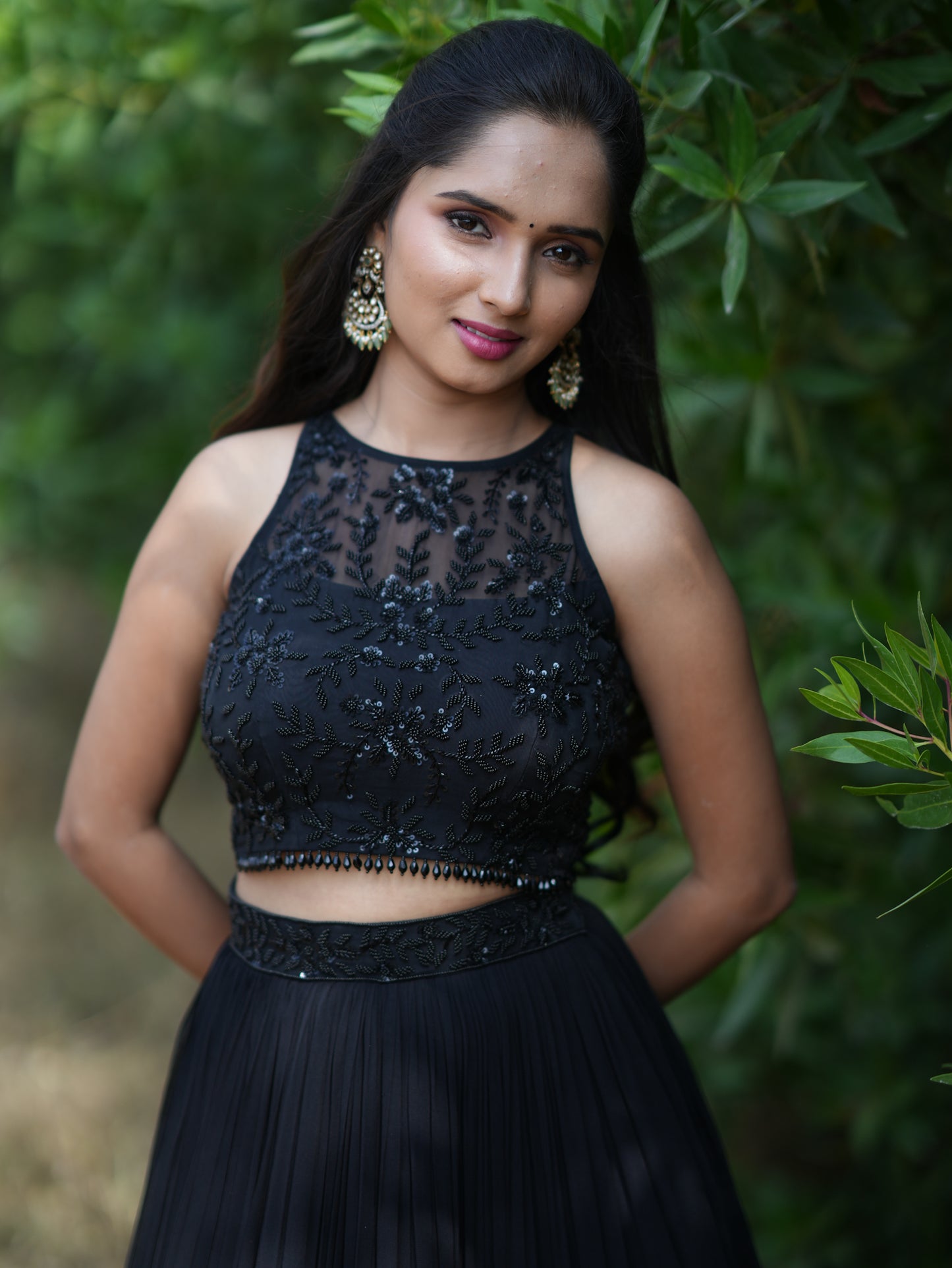 Black Croptop Lehanga