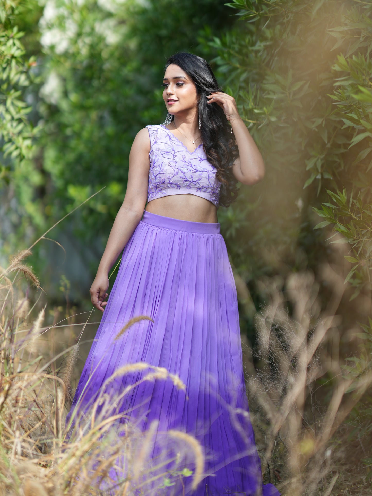 Lilac Ombre Croptop Lehanga