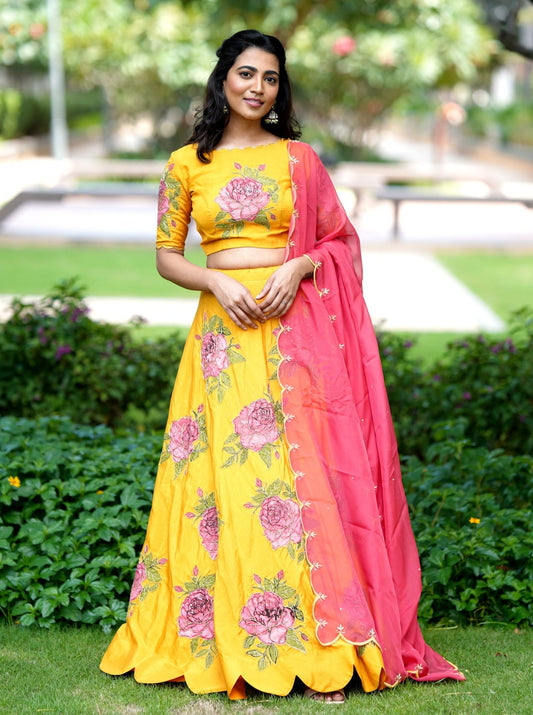 Yellow Kalamkari Lehanga