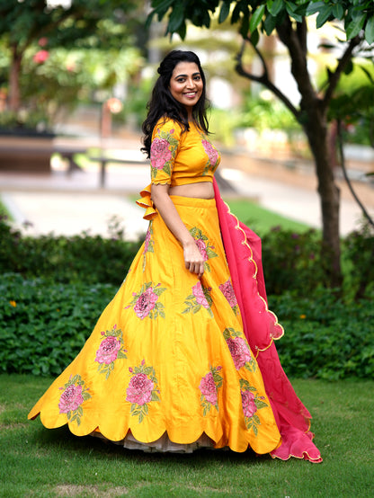 Yellow Kalamkari Lehanga